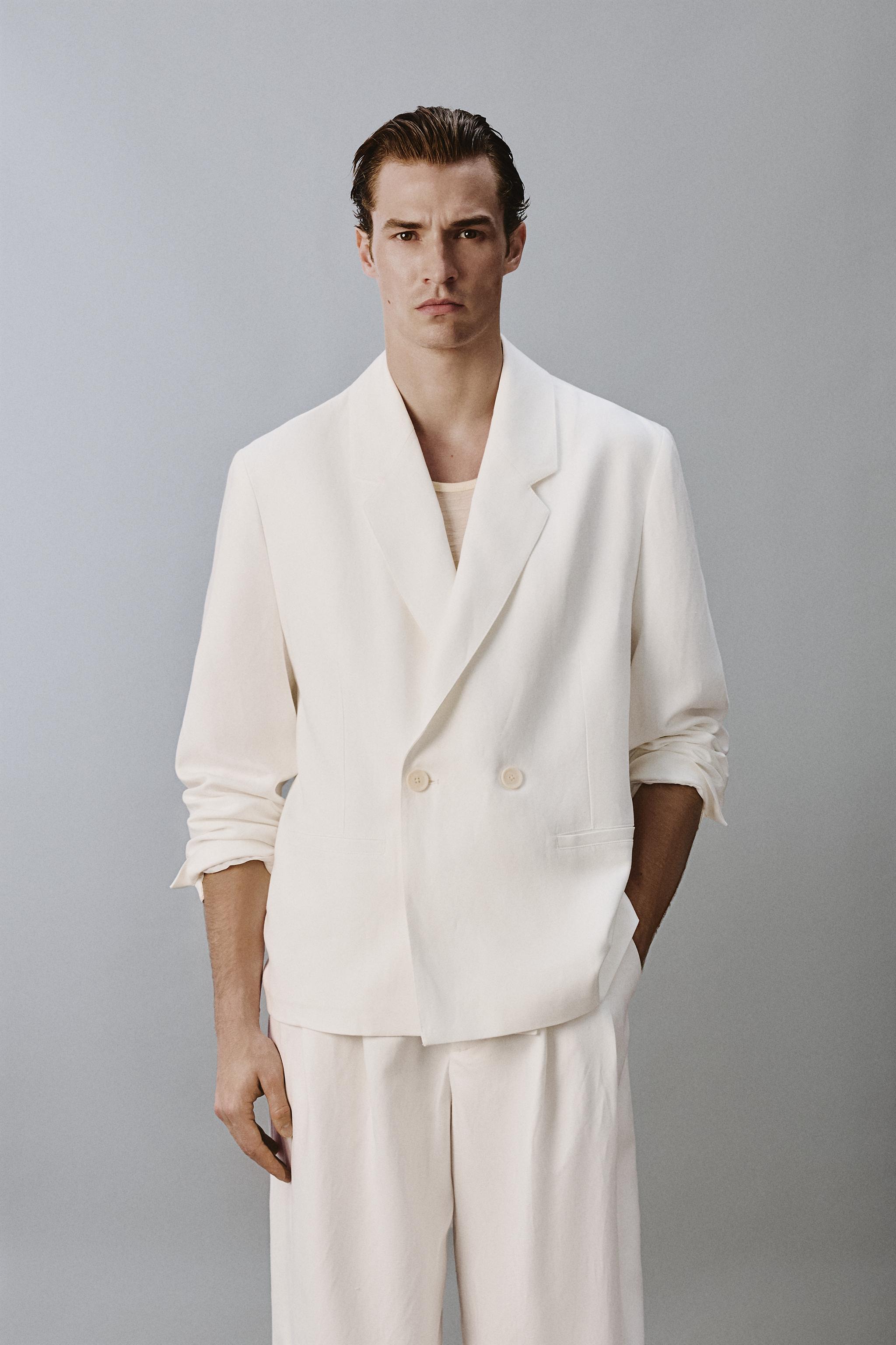 RELAXED FIT VISCOSE - LINEN SUIT BLAZER